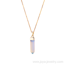 Natural Opal Hexagon 4 Faceted Cone Necklace Pendants with Gold Chain Design